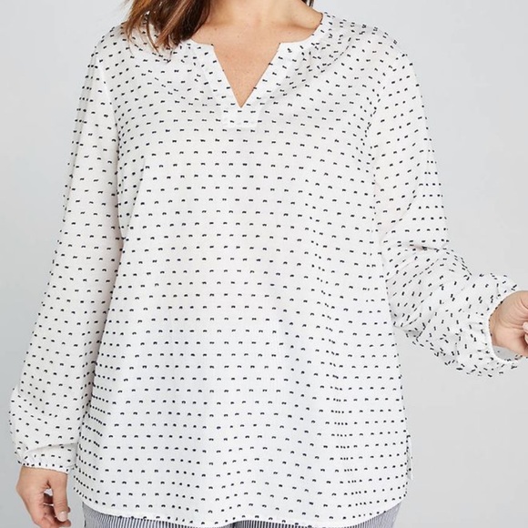 Lane Bryant Tops - Lane Bryant Clip Dot Peasant Top